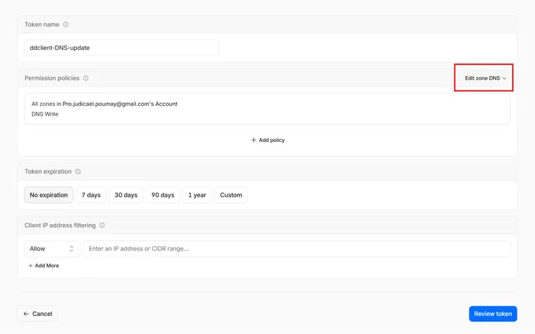 Cloudflare API Token
