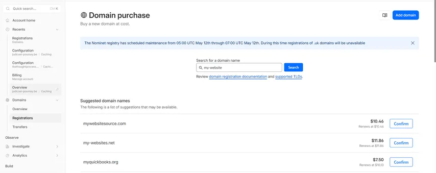 Cloudflare domain registration