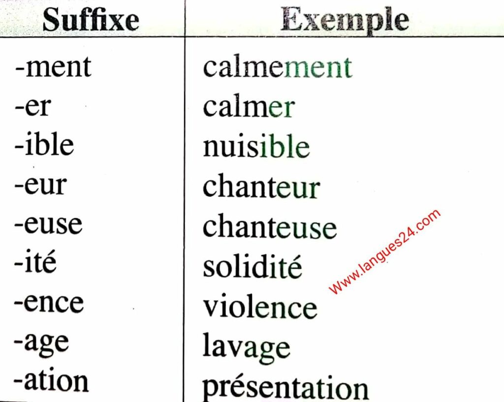 Exemples de morphologie du langage