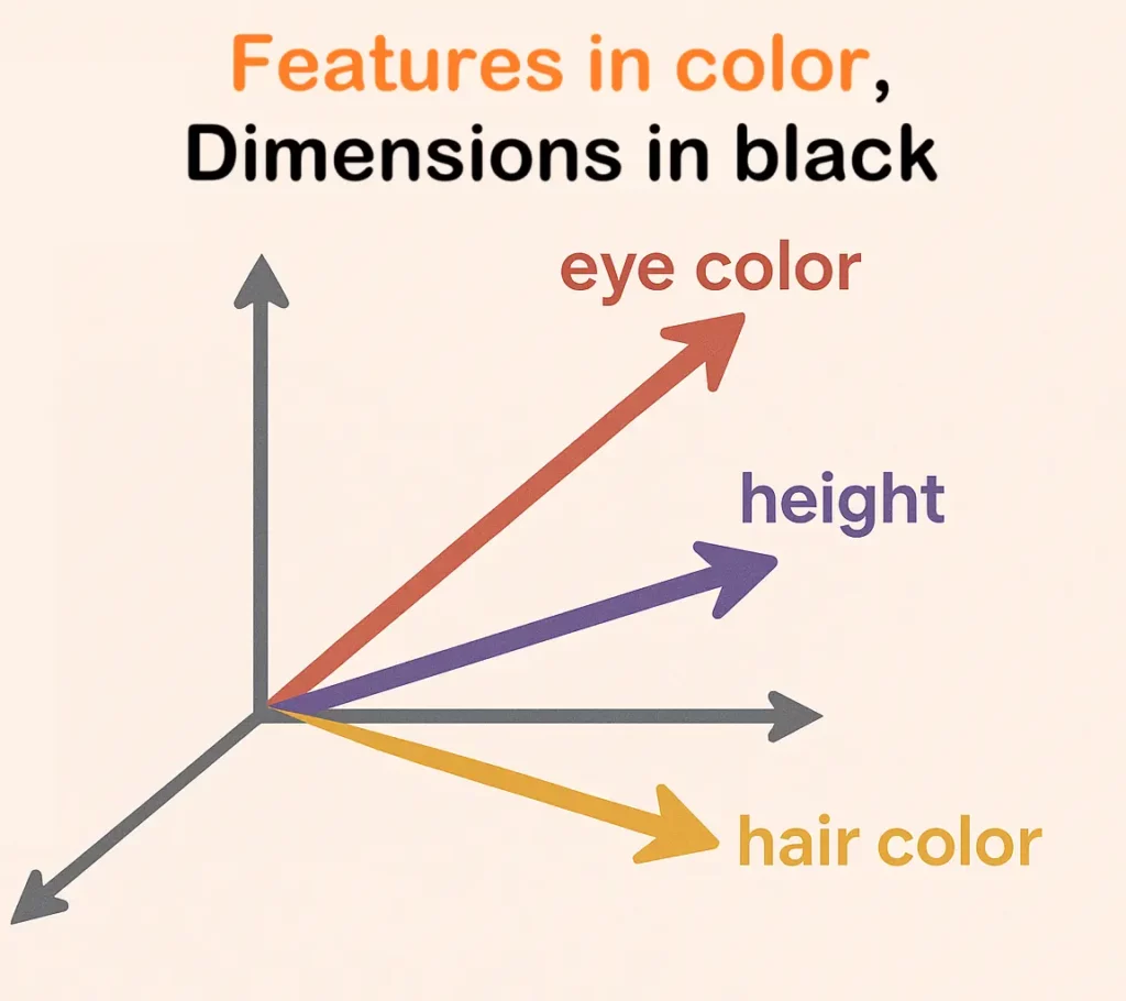 Illustrations of features vs dimensions